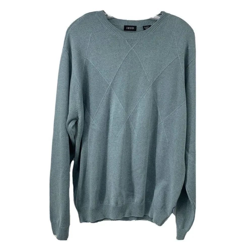 IZOD Golf Mens Sweater Blue Argyle Large New